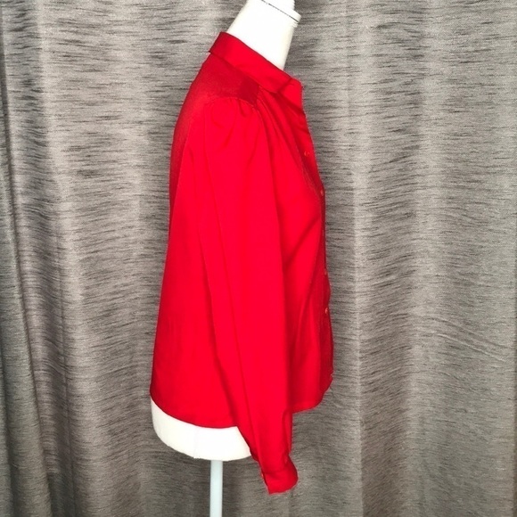 JUDY BOND RED LONG SLEEVED PUFFY BLOUSE SIZE 4 VINTAGE - Picture 6 of 8